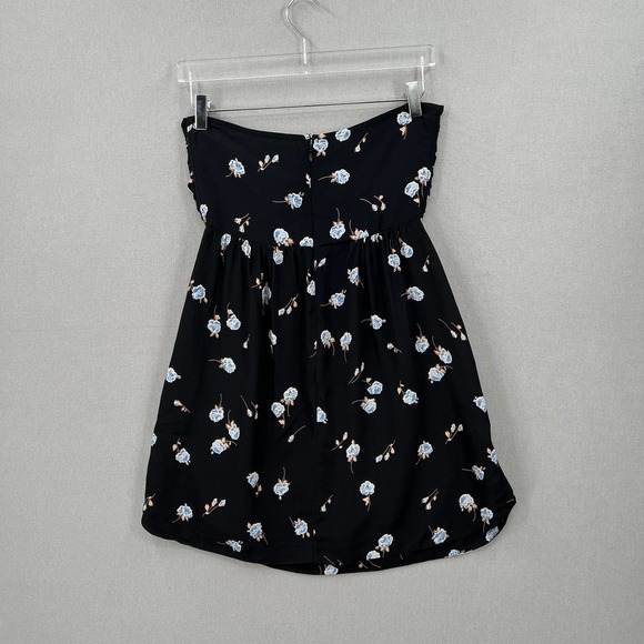 FOR LOVE AND LEMONS Dress Womens Medium Black Strapless Tie Front Floral Print - Picture 5 of 16
